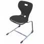 Schülerstuhl, Freischwinger, Gestell RAL 9006 weißaluminium, mit optionalen Aufstuhlschutz 